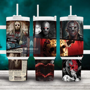 Jason Voorhees Friday The 13th Movies Custom Stanley Quencher 40oz Stainless Steel Tumbler With Handle