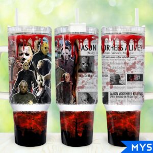 Jason Voorhees Friday The 13th Movies Custom Stanley Quencher 40oz Stainless Steel Tumbler With Handle