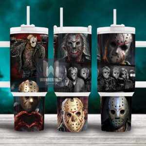 Jason Voorhees Friday The 13th Movies Custom Stanley Quencher 40oz Stainless Steel Tumbler With Handle
