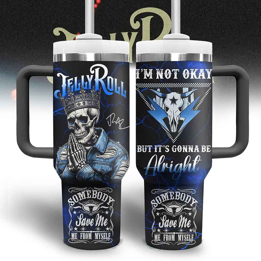 Jelly Roll Music Custom Stanley Quencher 40oz Stainless Steel Tumbler With Handle