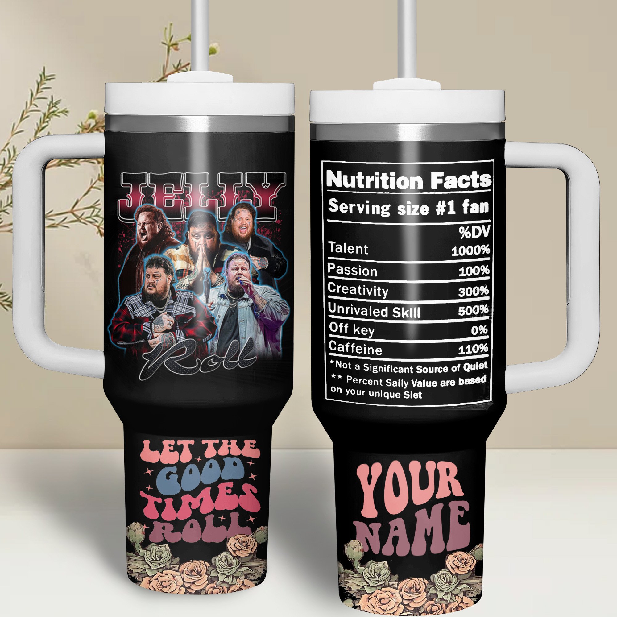 Jelly Roll Music Custom Stanley Quencher 40oz Stainless Steel Tumbler With Handle