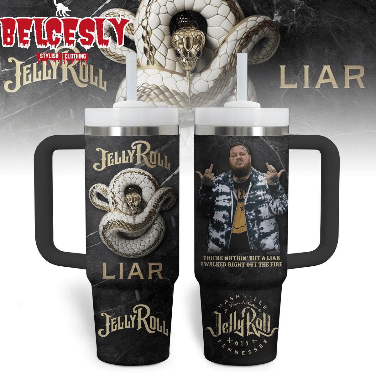Jelly Roll Music Custom Stanley Quencher 40oz Stainless Steel Tumbler With Handle