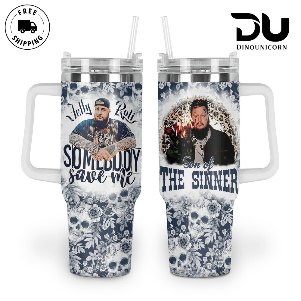 Jelly Roll Music Custom Stanley Quencher 40oz Stainless Steel Tumbler With Handle