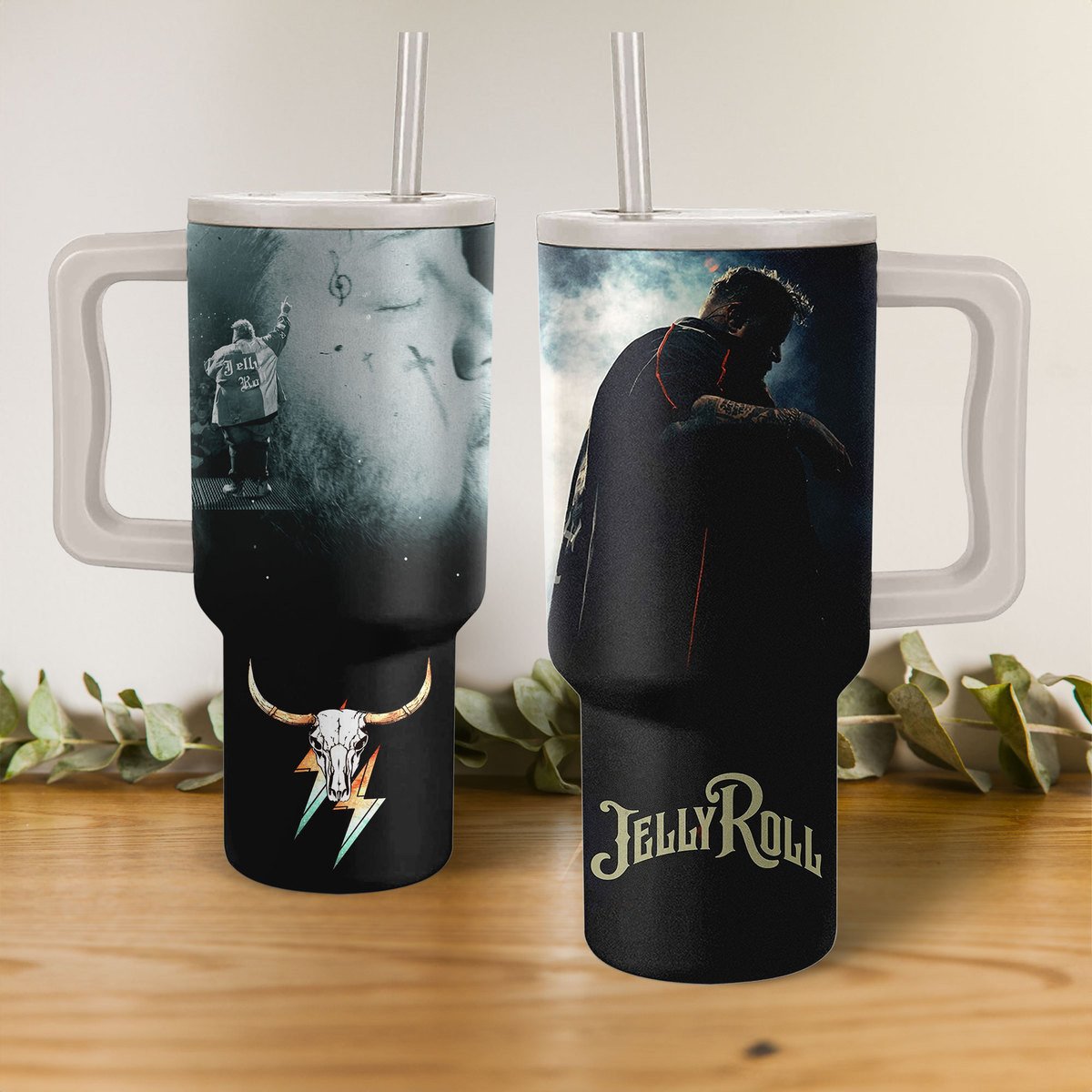 Jelly Roll Music Custom Stanley Quencher 40oz Stainless Steel Tumbler With Handle