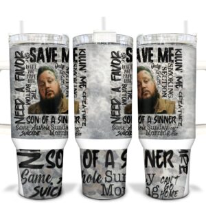 Jelly Roll Save Me Music Custom Stanley Quencher 40oz Stainless Steel Tumbler With Handle