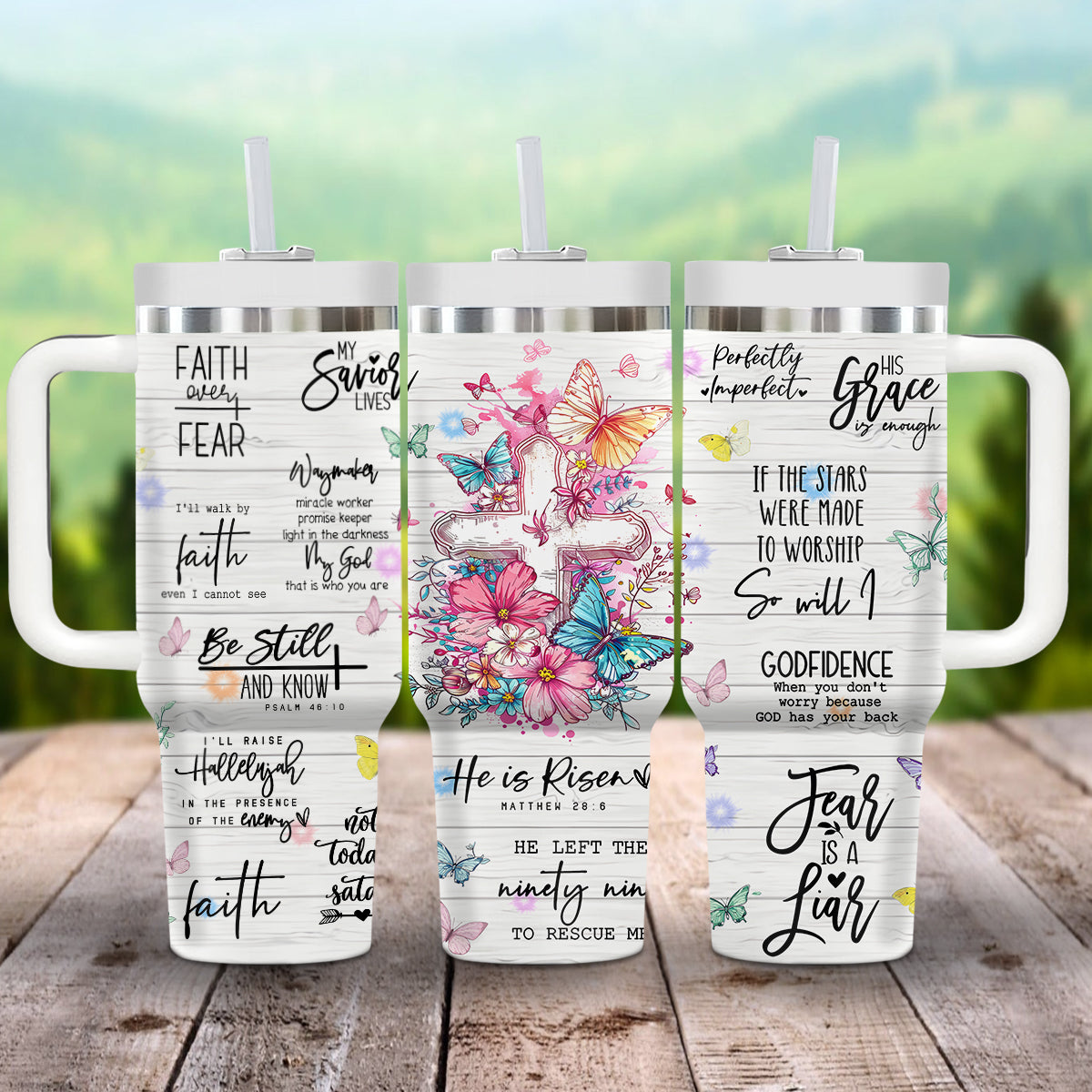 Jesus Affirmations Custom Stanley Quencher 40oz Stainless Steel Tumbler With Handle