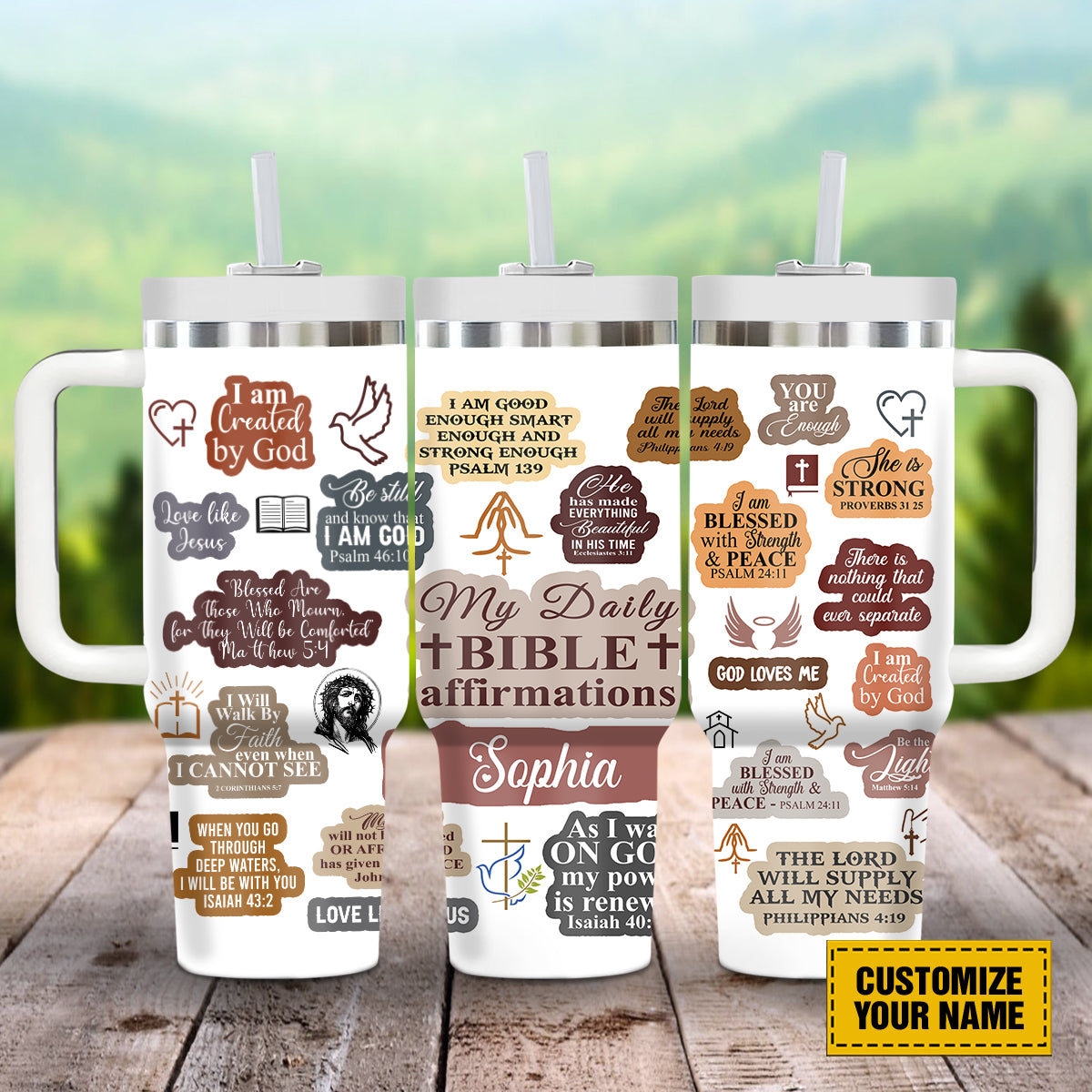 Jesus Bible Affirmations Custom Stanley Quencher 40oz Stainless Steel Tumbler With Handle