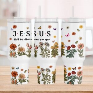 Jesus Christian Affirmation Floral Custom Stanley Quencher 40oz Stainless Steel Tumbler With Handle