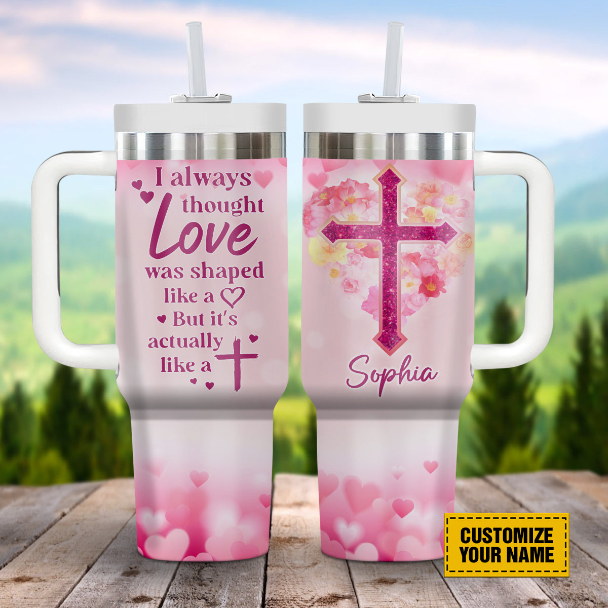Jesus Cross Custom Stanley Quencher 40oz Stainless Steel Tumbler With Handle