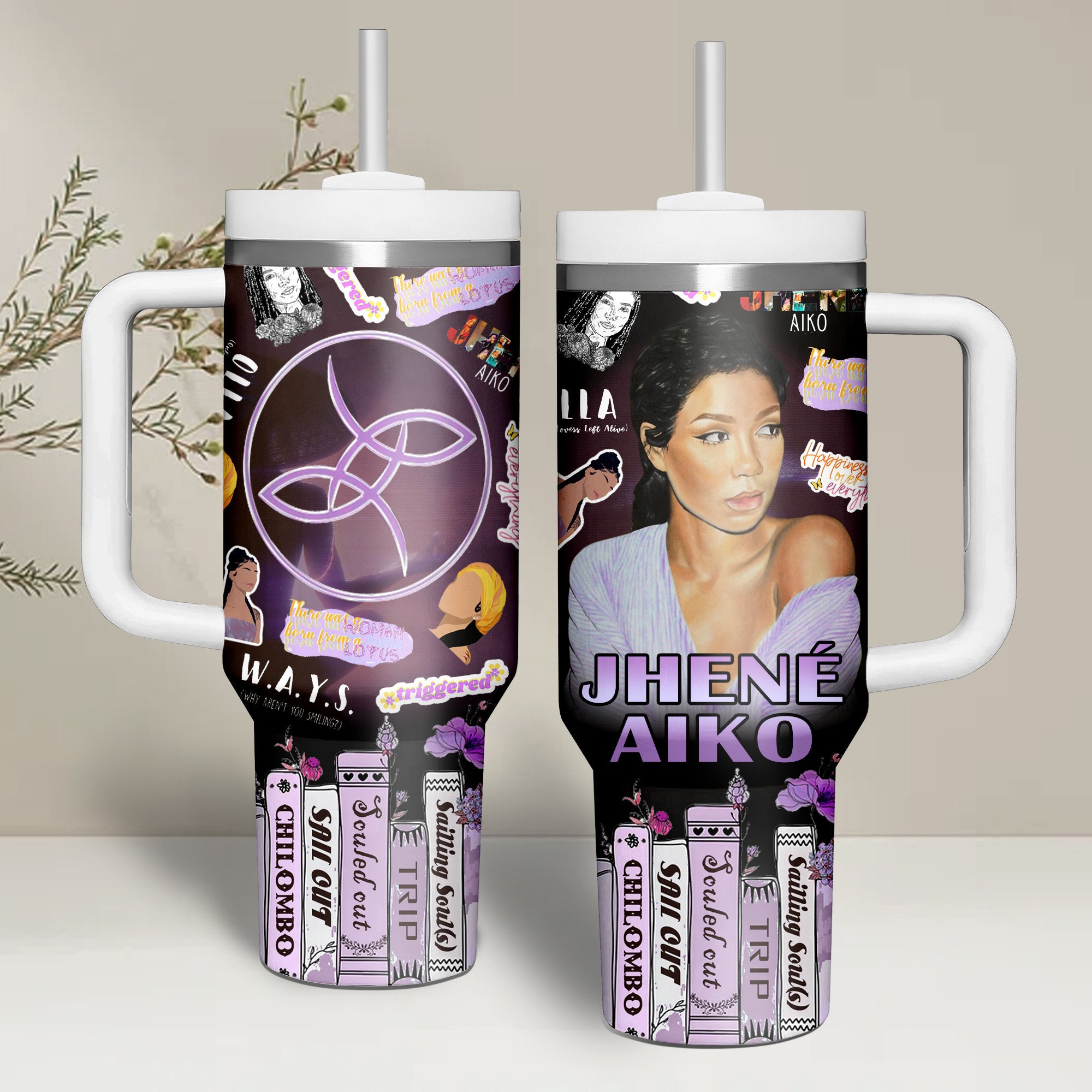 Jhene Aiko Music Custom Stanley Quencher 40oz Stainless Steel Tumbler With Handle