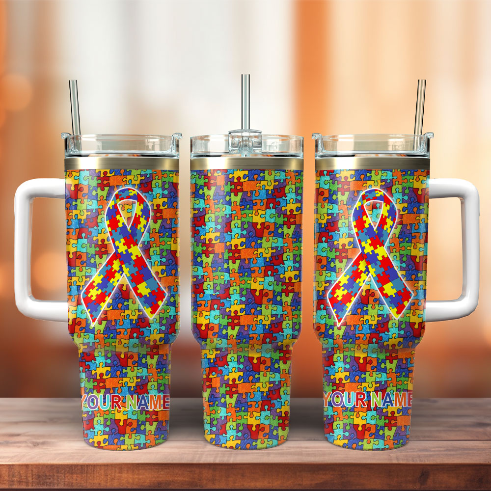 Jigsaw Puzzle Game Custom Stanley Quencher 40oz Stainless Steel Tumbler With Handle