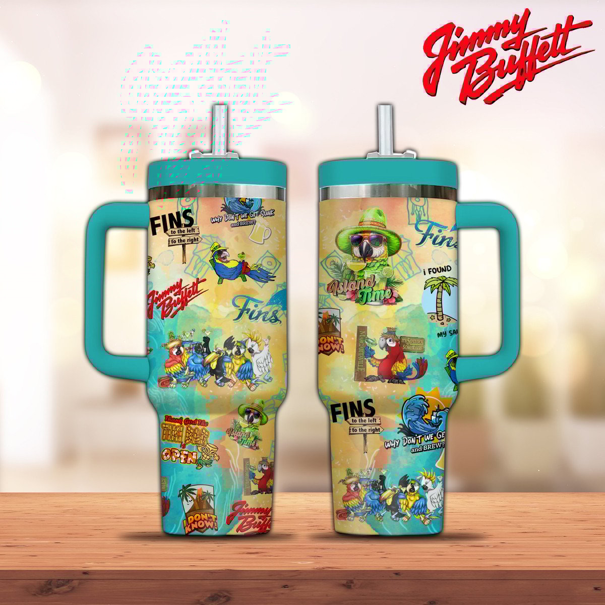 Jimmy Buffett Music Custom Stanley Quencher 40oz Stainless Steel Tumbler With Handle