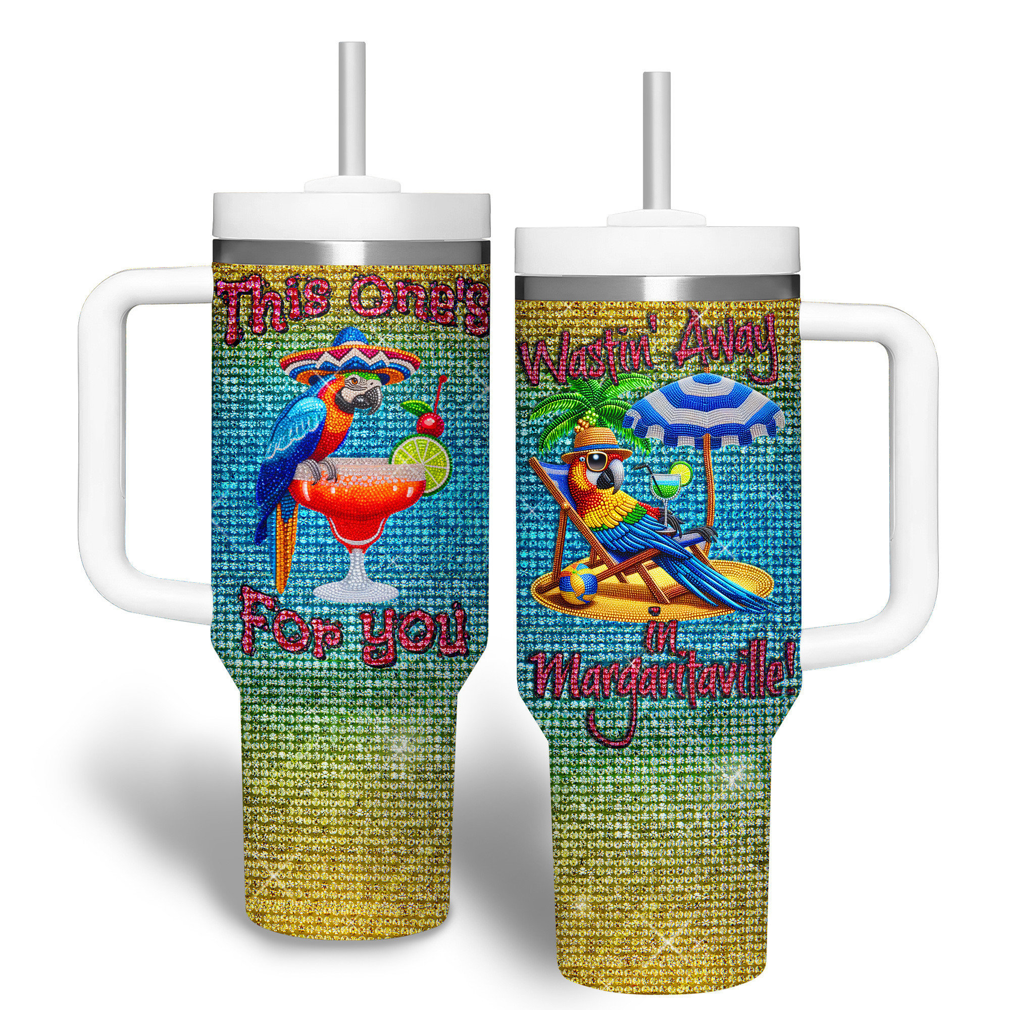 Jimmy Buffett Music Custom Stanley Quencher 40oz Stainless Steel Tumbler With Handle