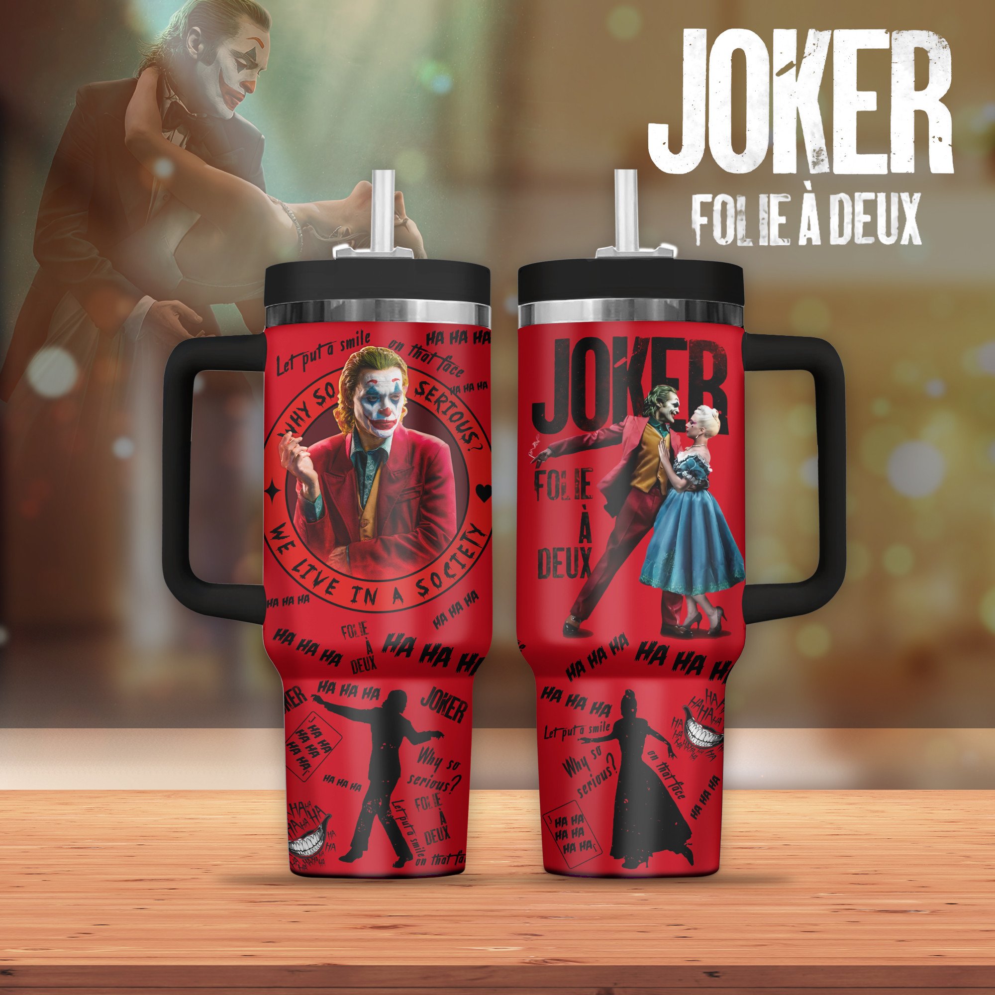 Joker Movies Custom Stanley Quencher 40oz Stainless Steel Tumbler With Handle