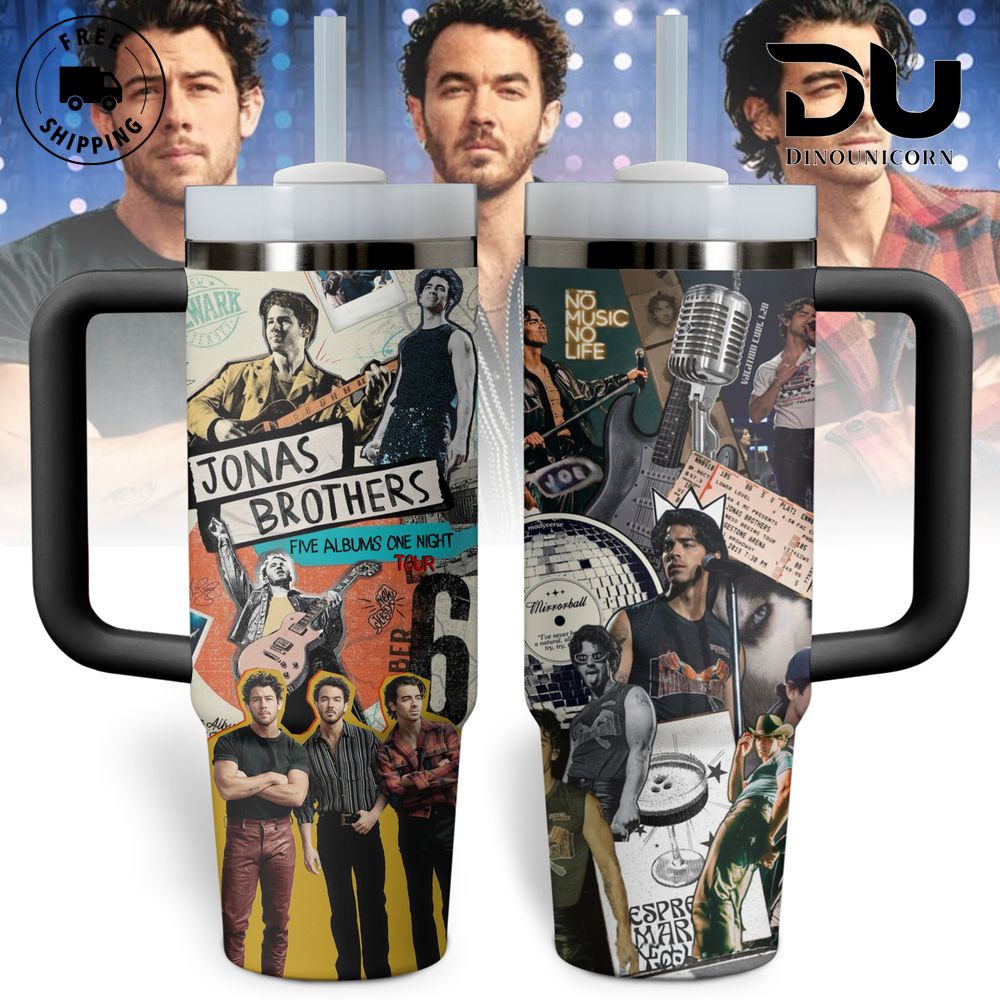 Jonas Brothers Music Custom Stanley Quencher 40oz Stainless Steel Tumbler With Handle