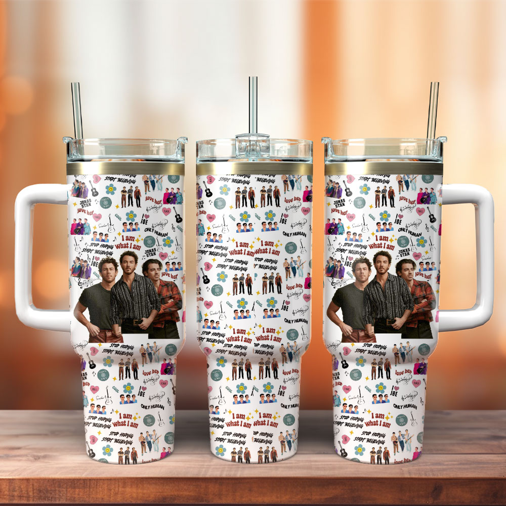 Jonas Brothers Music Custom Stanley Quencher 40oz Stainless Steel Tumbler With Handle