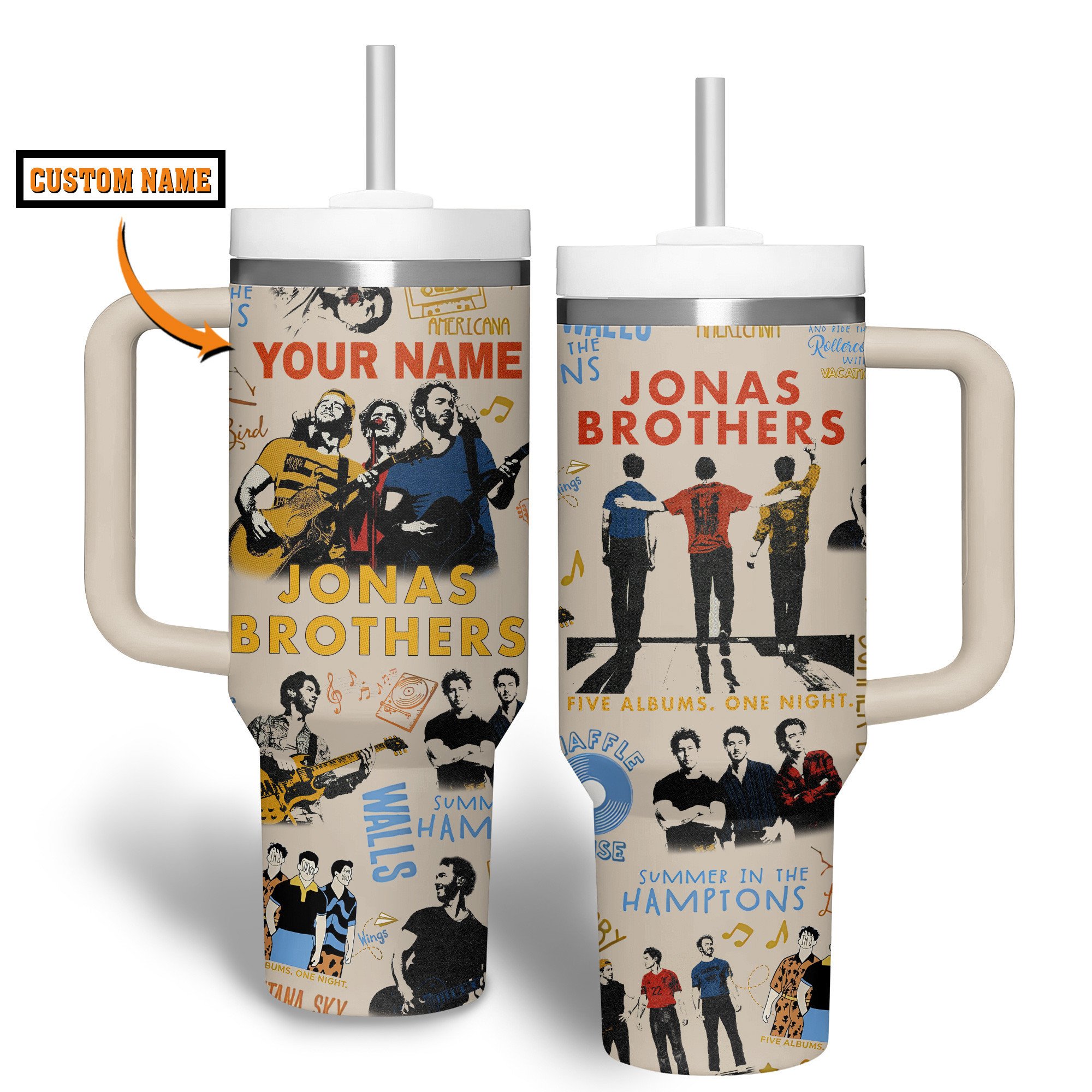 Jonas Brothers Music Custom Stanley Quencher 40oz Stainless Steel Tumbler With Handle