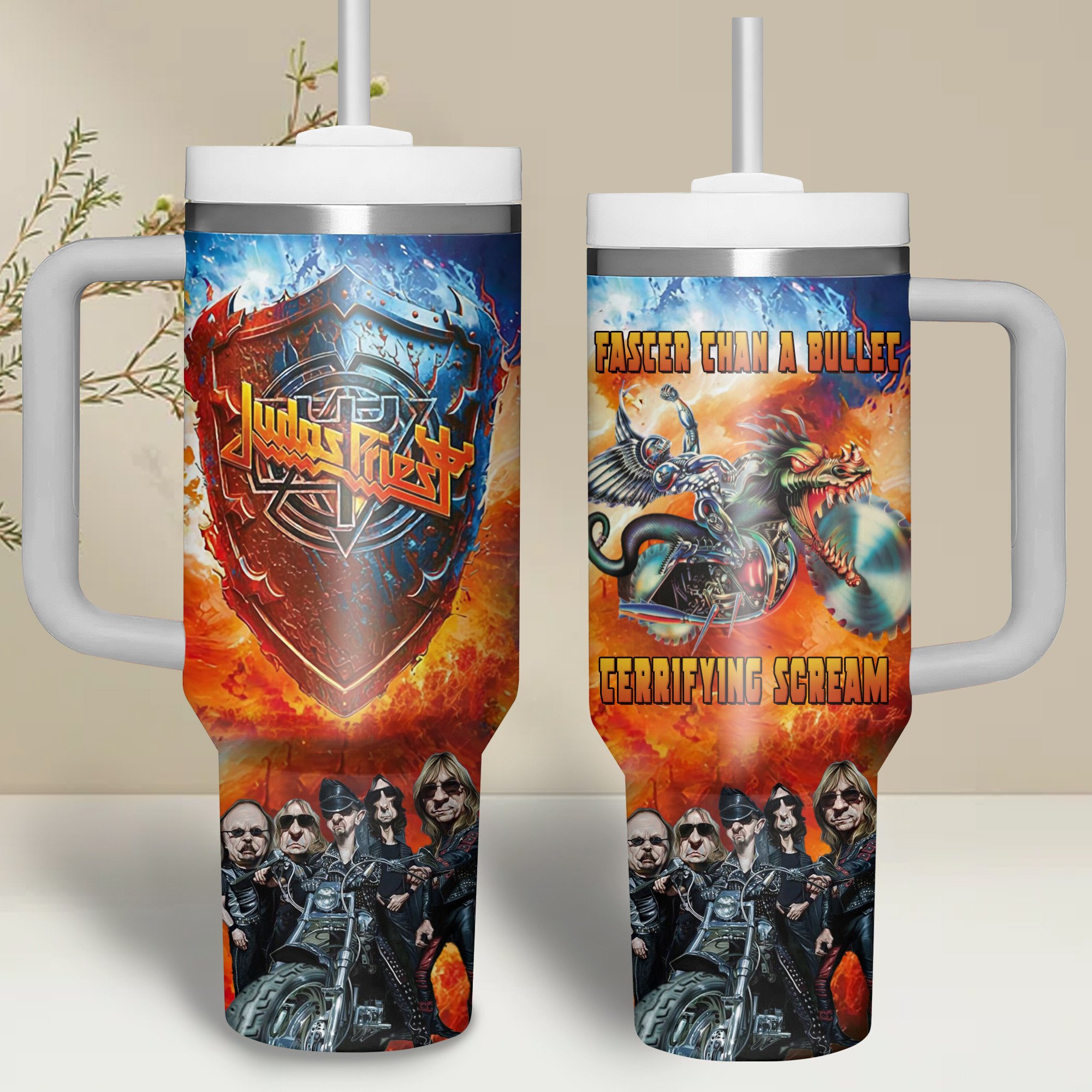 Judas Priest Music Custom Stanley Quencher 40oz Stainless Steel Tumbler With Handle