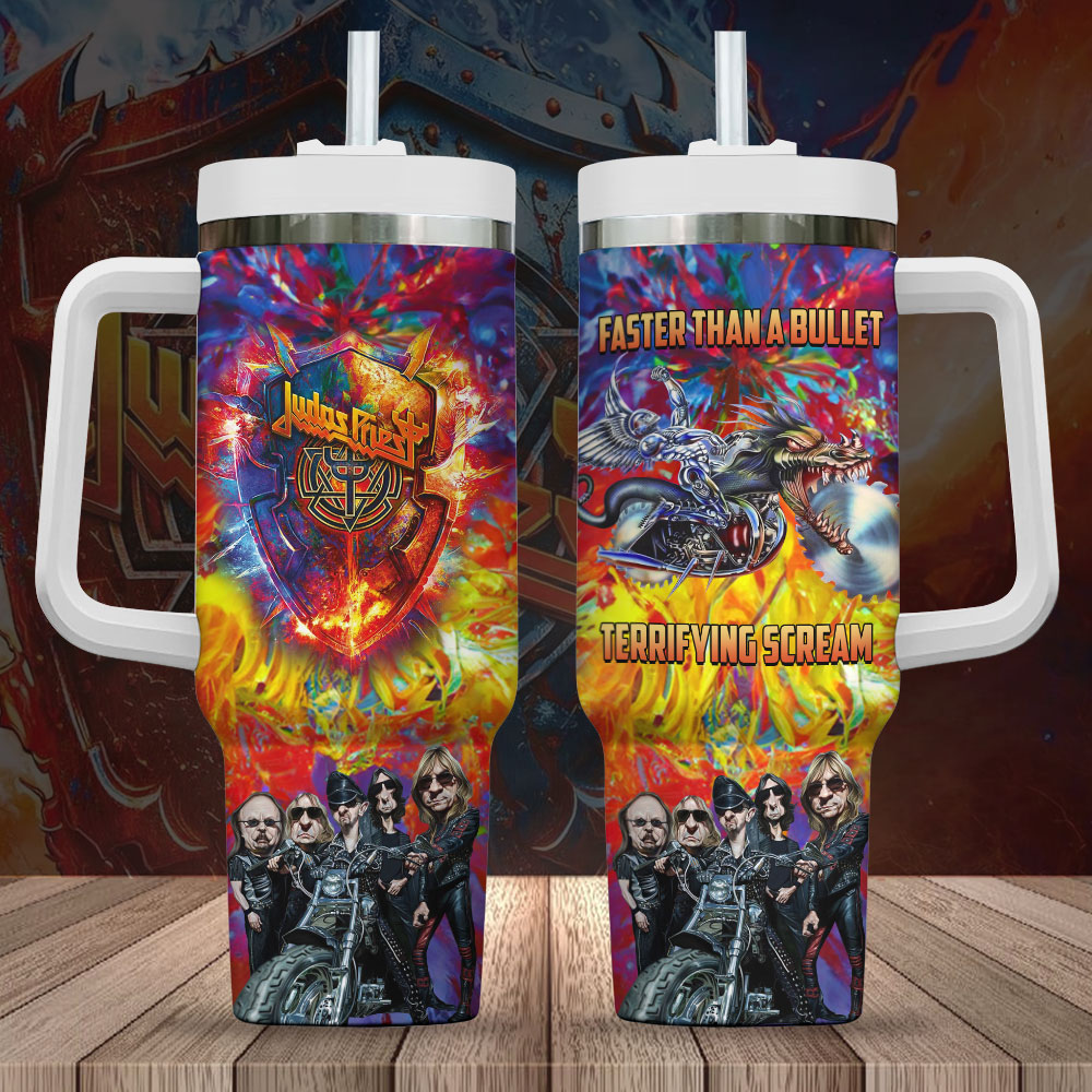 Judas Priest Music Custom Stanley Quencher 40oz Stainless Steel Tumbler With Handle