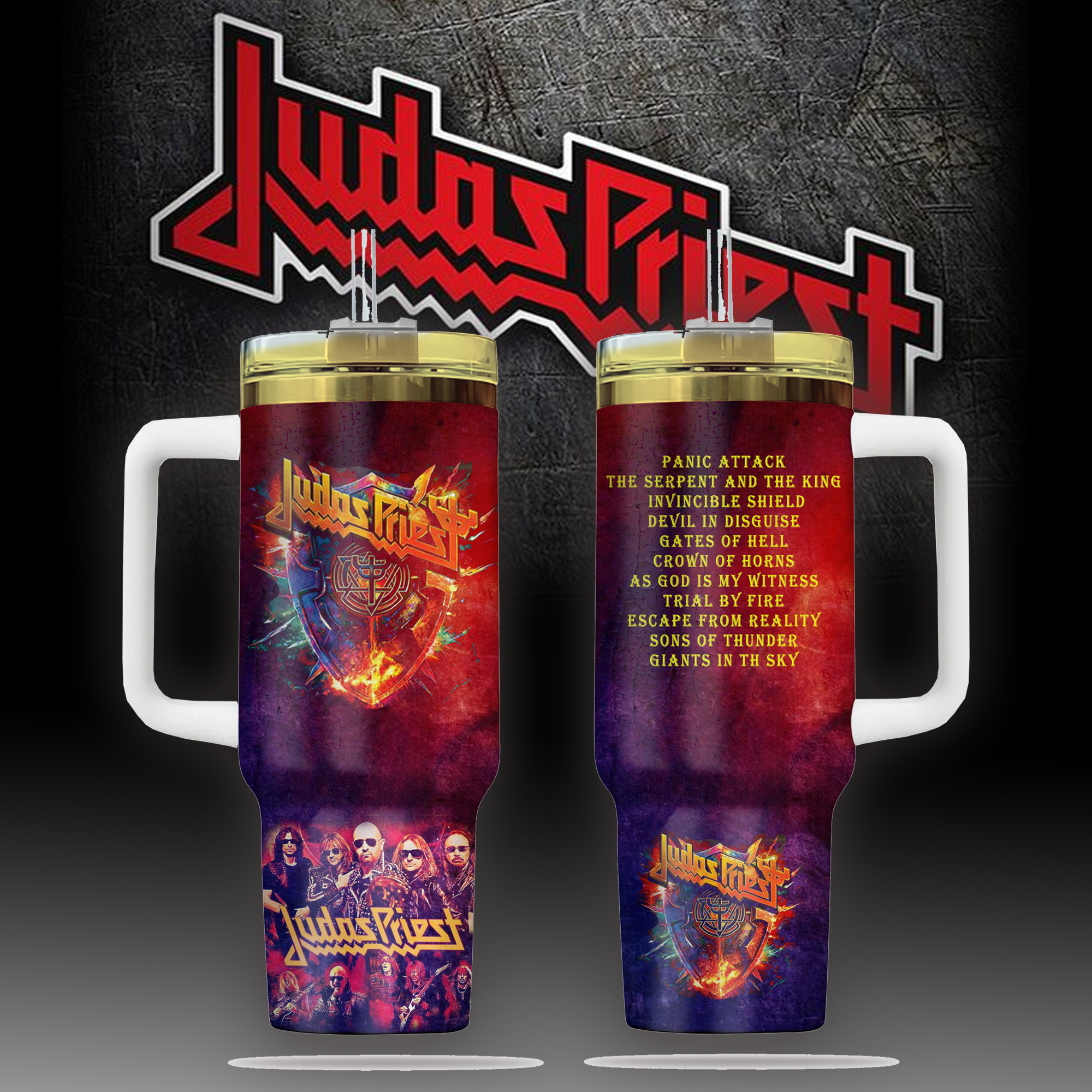 Judas Priest Music Custom Stanley Quencher 40oz Stainless Steel Tumbler With Handle