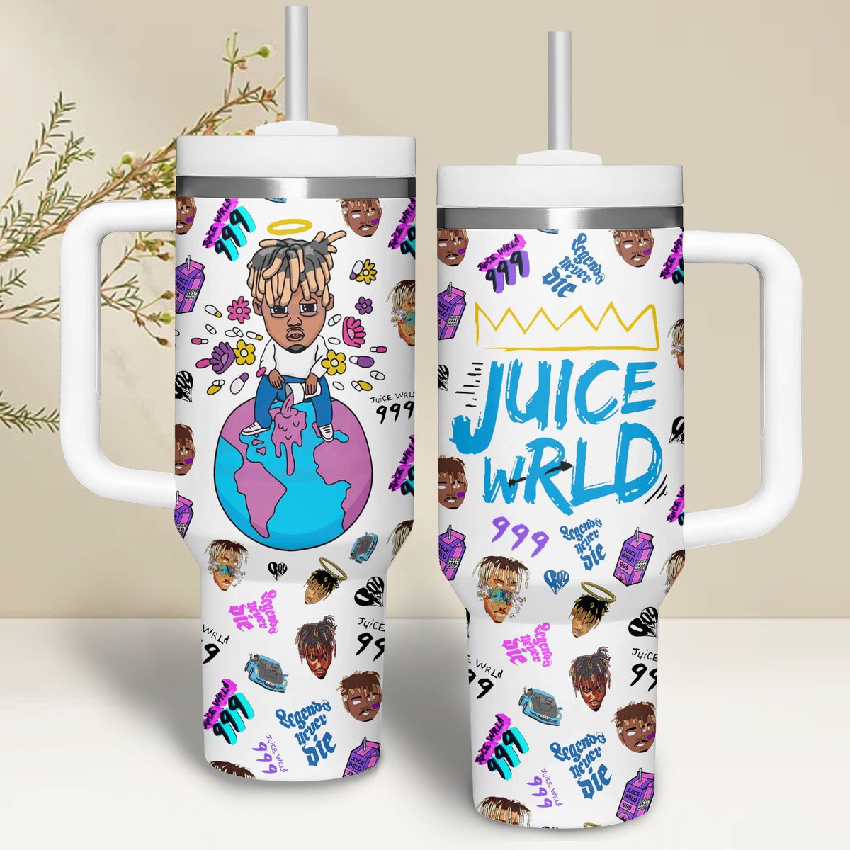 Juice WRLD Music Custom Stanley Quencher 40oz Stainless Steel Tumbler With Handle