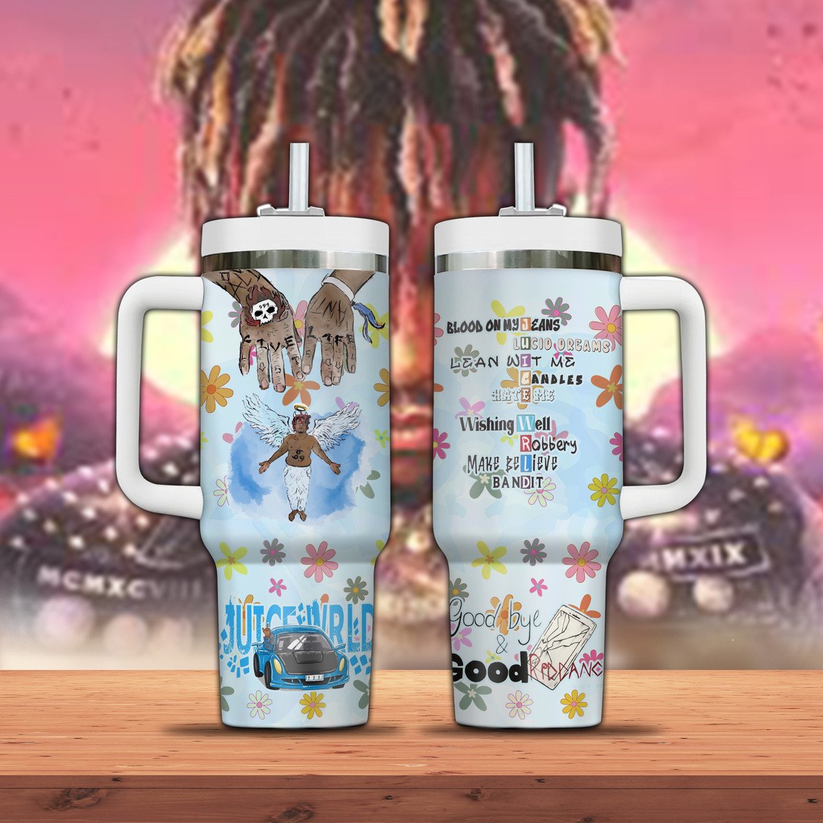 Juice WRLD Music Custom Stanley Quencher 40oz Stainless Steel Tumbler With Handle