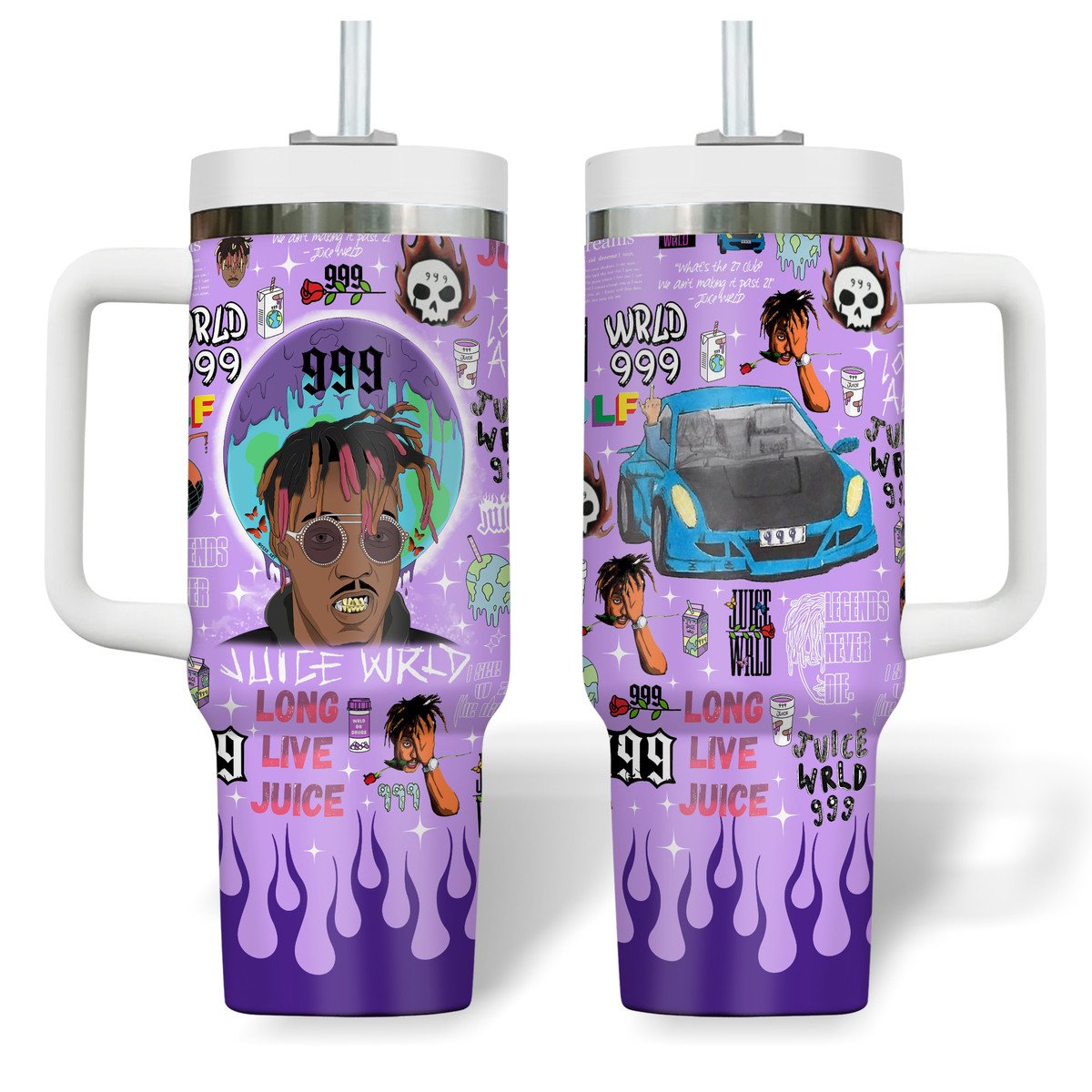 Juice WRLD Music Custom Stanley Quencher 40oz Stainless Steel Tumbler With Handle