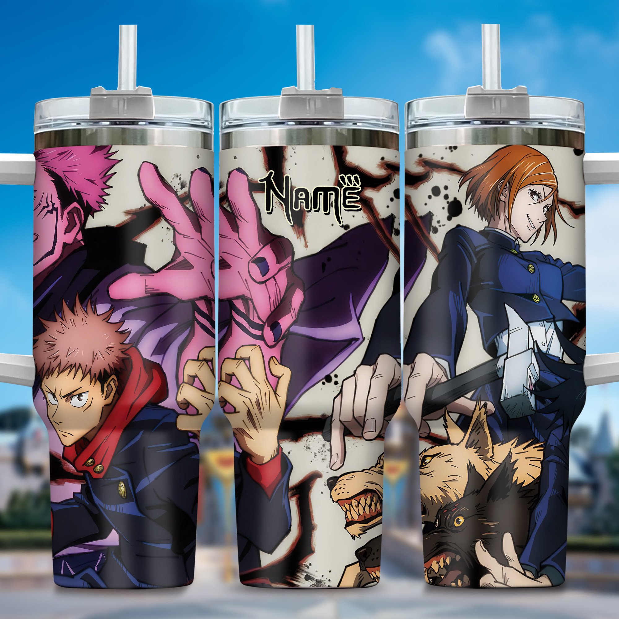 Jujutsu Kaisen Anime Custom Stanley Quencher 40oz Stainless Steel Tumbler With Handle