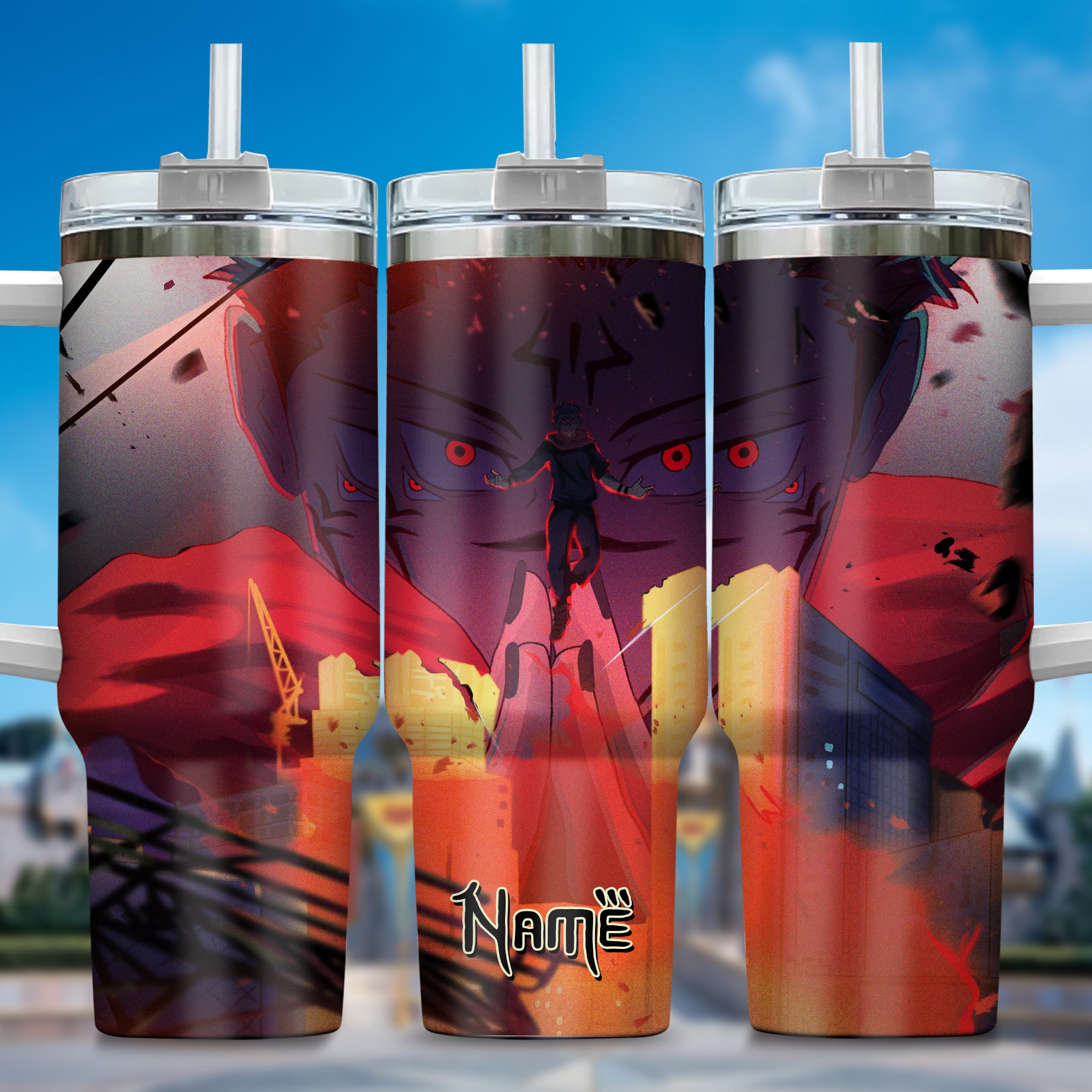 Jujutsu Kaisen Anime Custom Stanley Quencher 40oz Stainless Steel Tumbler With Handle
