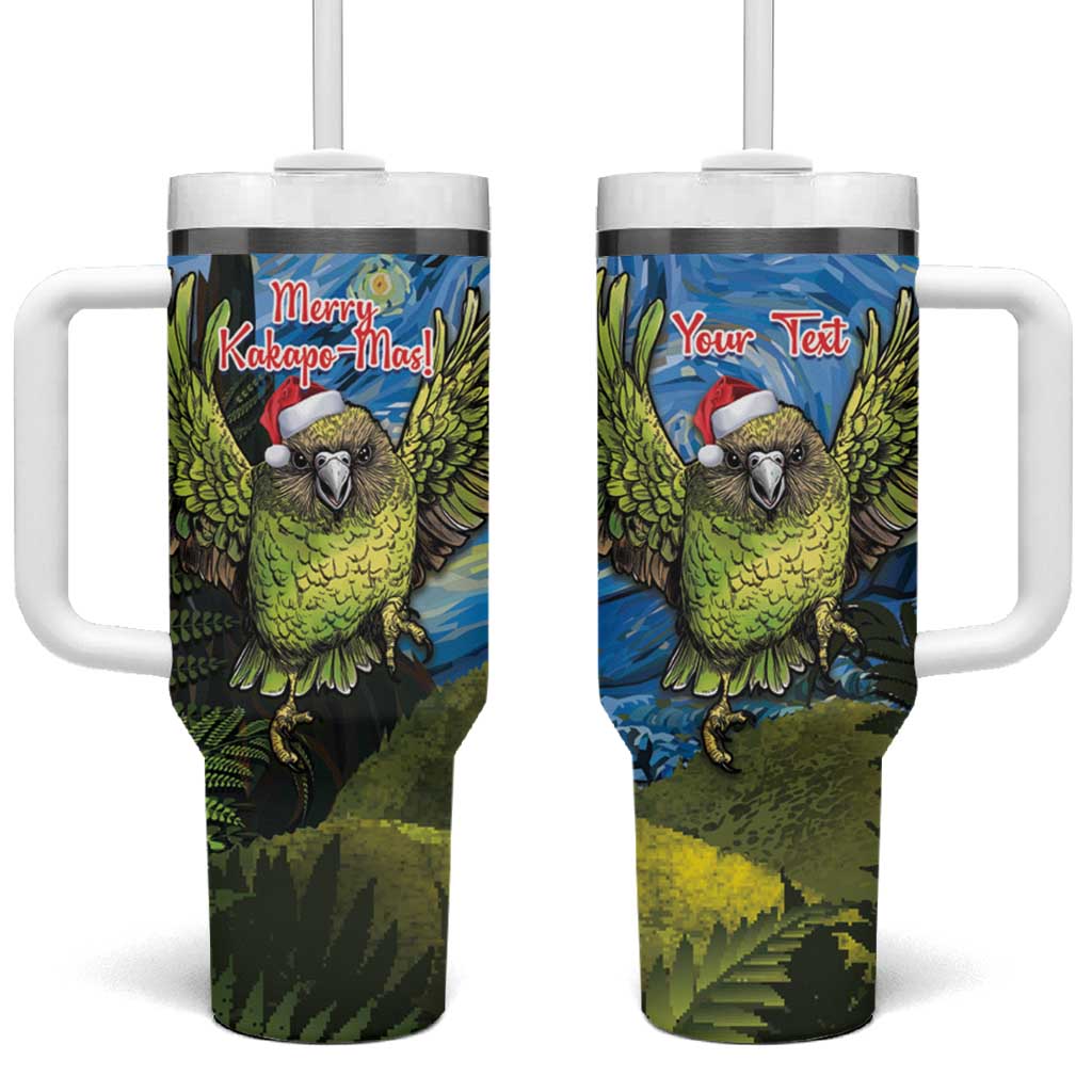 Jumping Kakapo Christmas New Zealand Fern Starry Night Custom Stanley Quencher 40oz Stainless Steel Tumbler With Handle