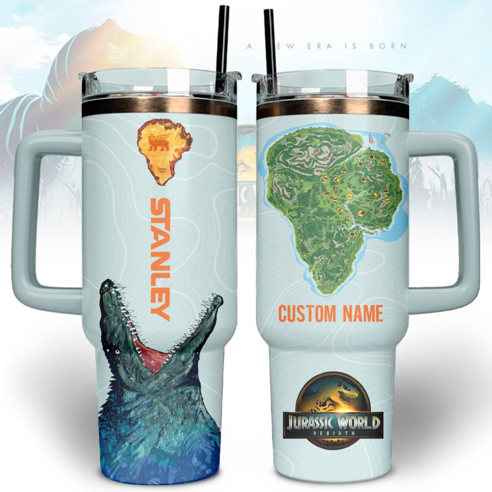 Jurassic World Custom Stanley Quencher 40oz Stainless Steel Tumbler With Handle