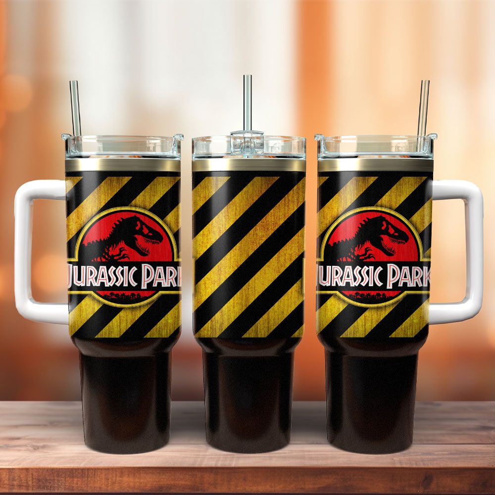 Jurassic World Movie Custom Stanley Quencher 40oz Stainless Steel Tumbler With Handle