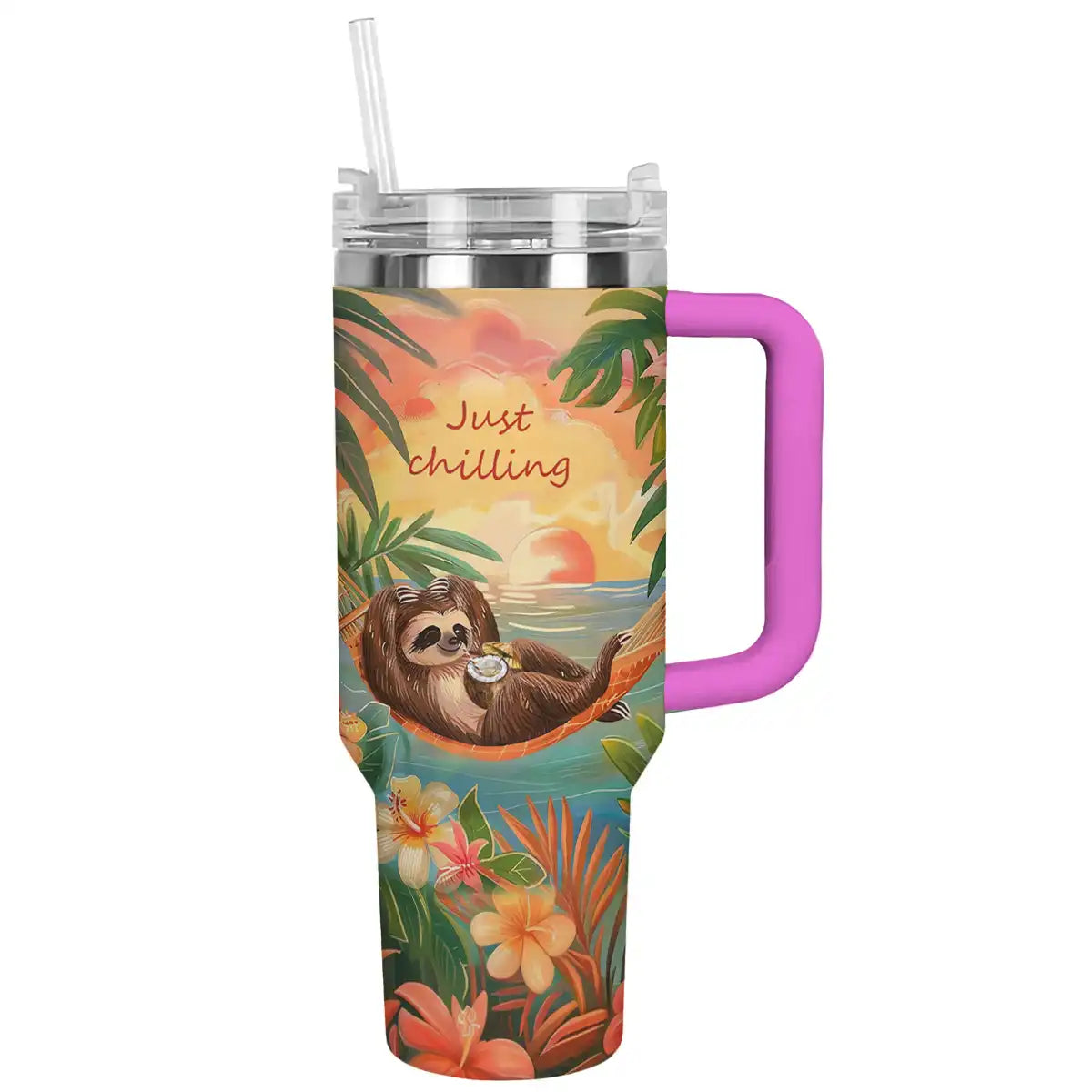 Just Chilling Custom Stanley Quencher 40oz Stainless Steel Tumbler With Handle
