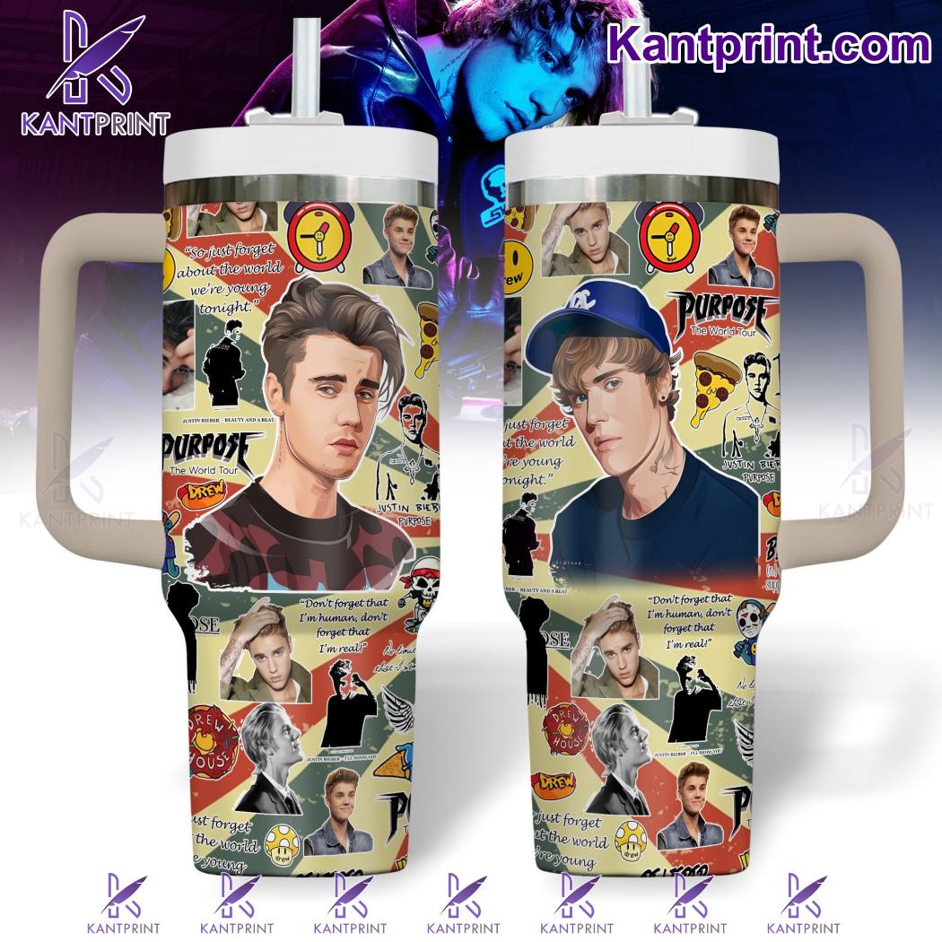 Justin Bieber Music Custom Stanley Quencher 40oz Stainless Steel Tumbler With Handle