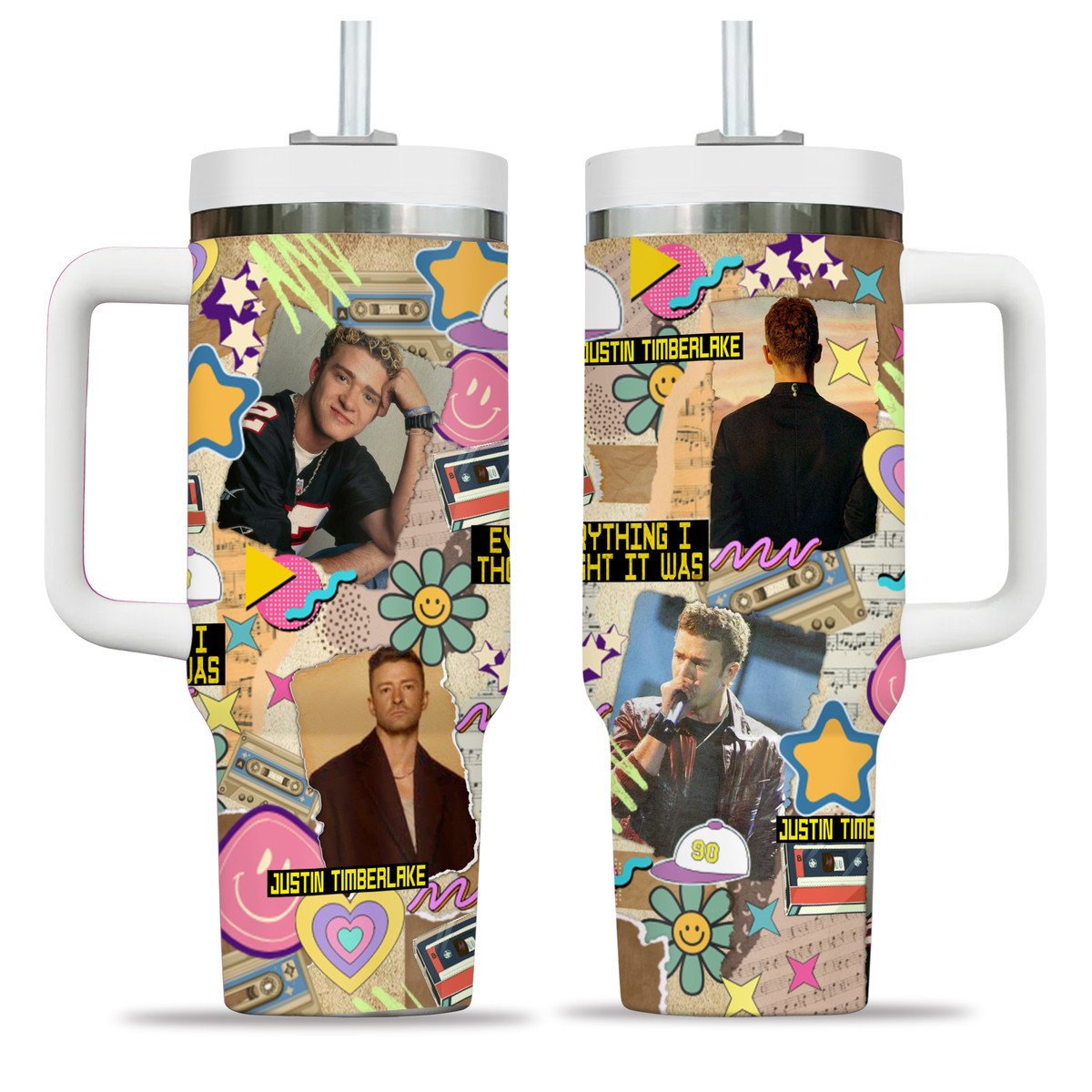 Justin Timberlake Music Custom Stanley Quencher 40oz Stainless Steel Tumbler With Handle