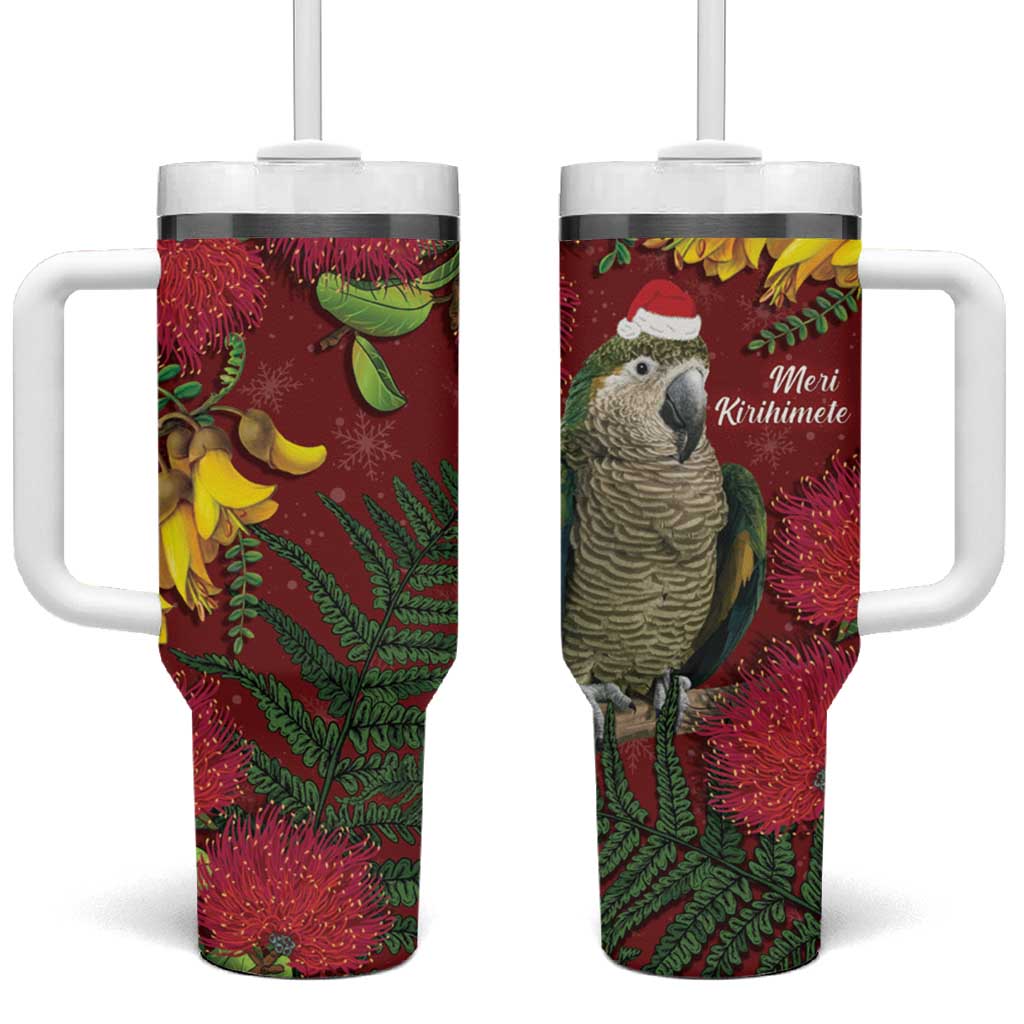 Kakapo Bird New Zealand Floral Christmas Custom Stanley Quencher 40oz Stainless Steel Tumbler With Handle
