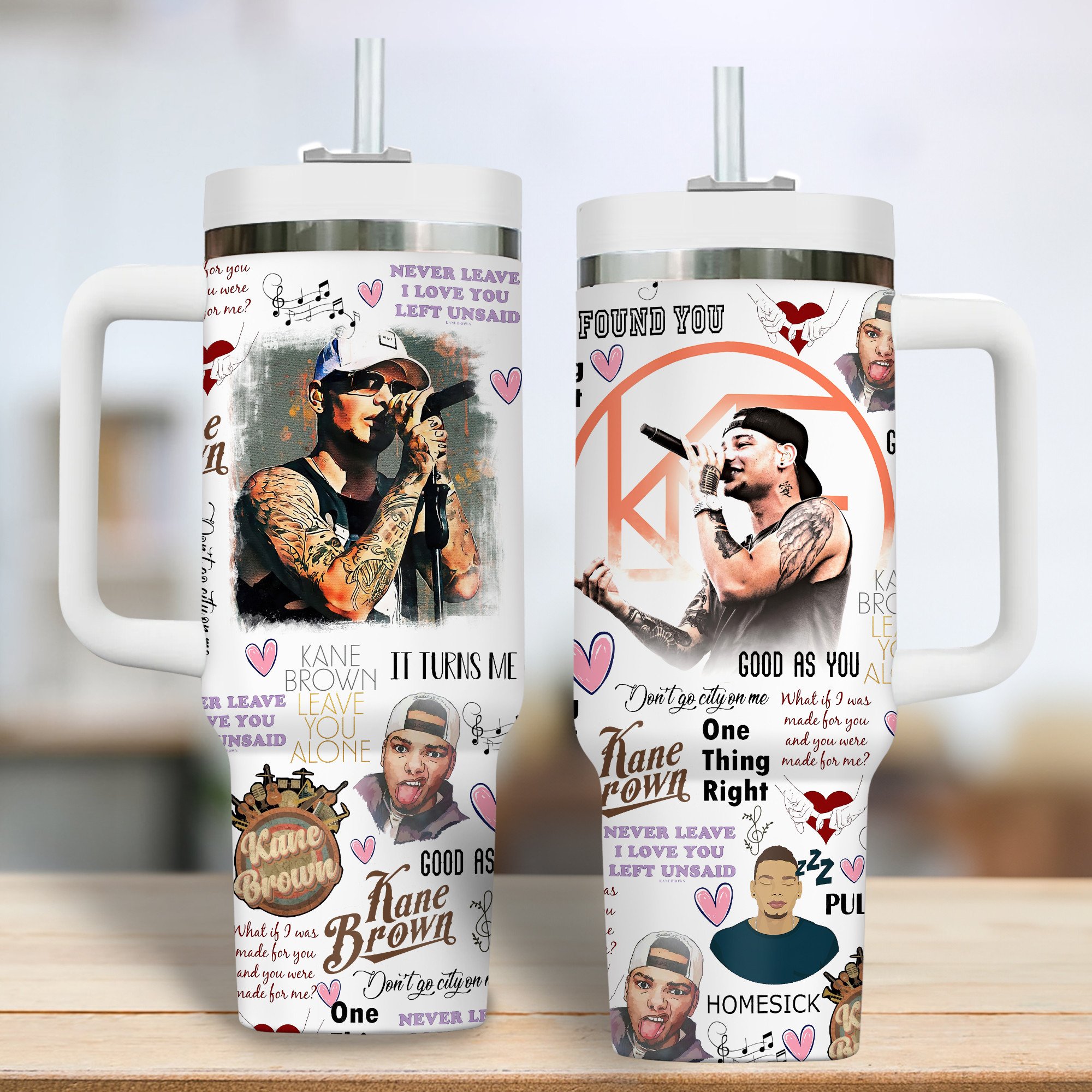 Kane Brown Music Custom Stanley Quencher 40oz Stainless Steel Tumbler With Handle