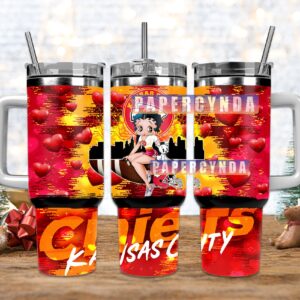 Kansas City Chiefs Custom Stanley Quencher 40oz Stainless Steel Tumbler With Handle