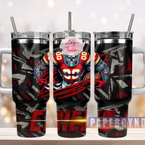 Kansas City Chiefs Custom Stanley Quencher 40oz Stainless Steel Tumbler With Handle