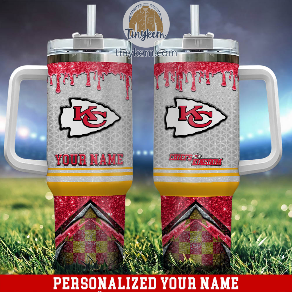 Kansas City Chiefs Glitter NFL Custom Stanley Quencher 40oz Stainless Steel Tumbler With Handle