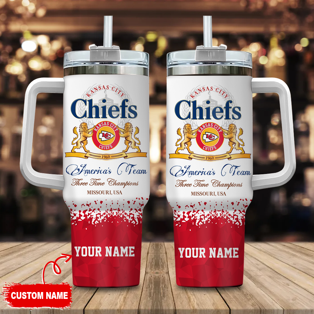 Kansas City Chiefs NFL Champions Modelo Custom Stanley Quencher 40oz Stainless Steel Tumbler With Handle