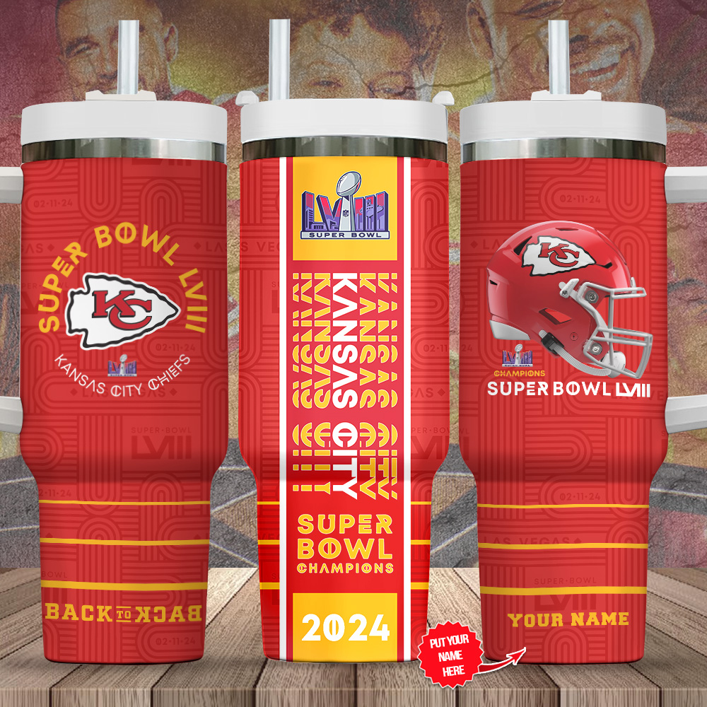 Kansas City Chiefs NFL Custom Stanley Quencher 40oz Stainless Steel Tumbler With Handle