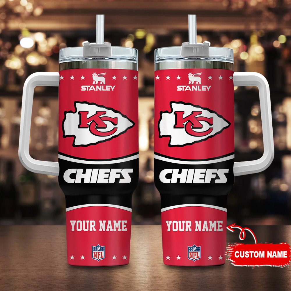 Kansas City Chiefs NFL Custom Stanley Quencher 40oz Stainless Steel Tumbler With Handle