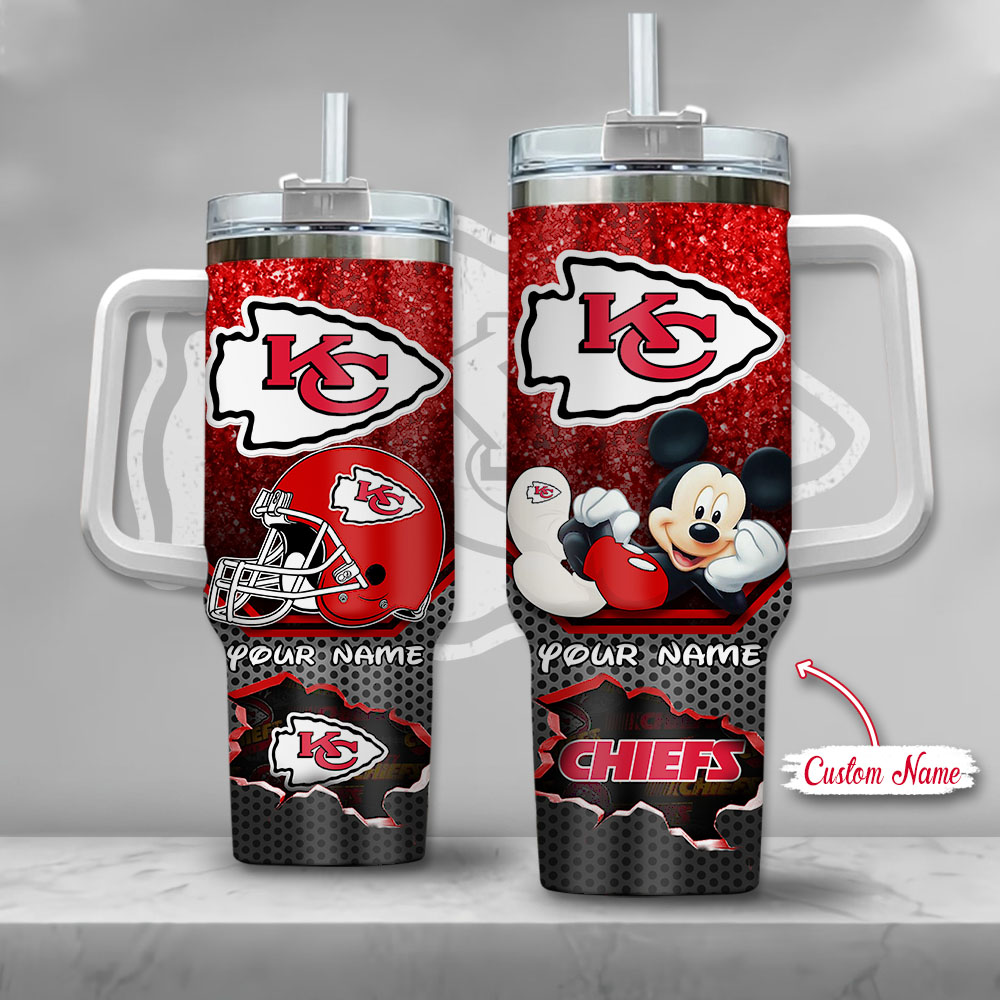 Kansas City Chiefs NFL Custom Stanley Quencher 40oz Stainless Steel Tumbler With Handle