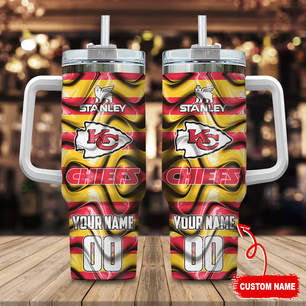 Kansas City Chiefs NFL Custom Stanley Quencher 40oz Stainless Steel Tumbler With Handle