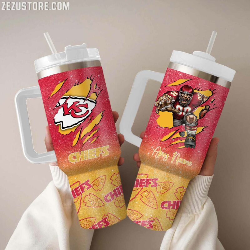 Kansas City Chiefs NFL Custom Stanley Quencher 40oz Stainless Steel Tumbler With Handle