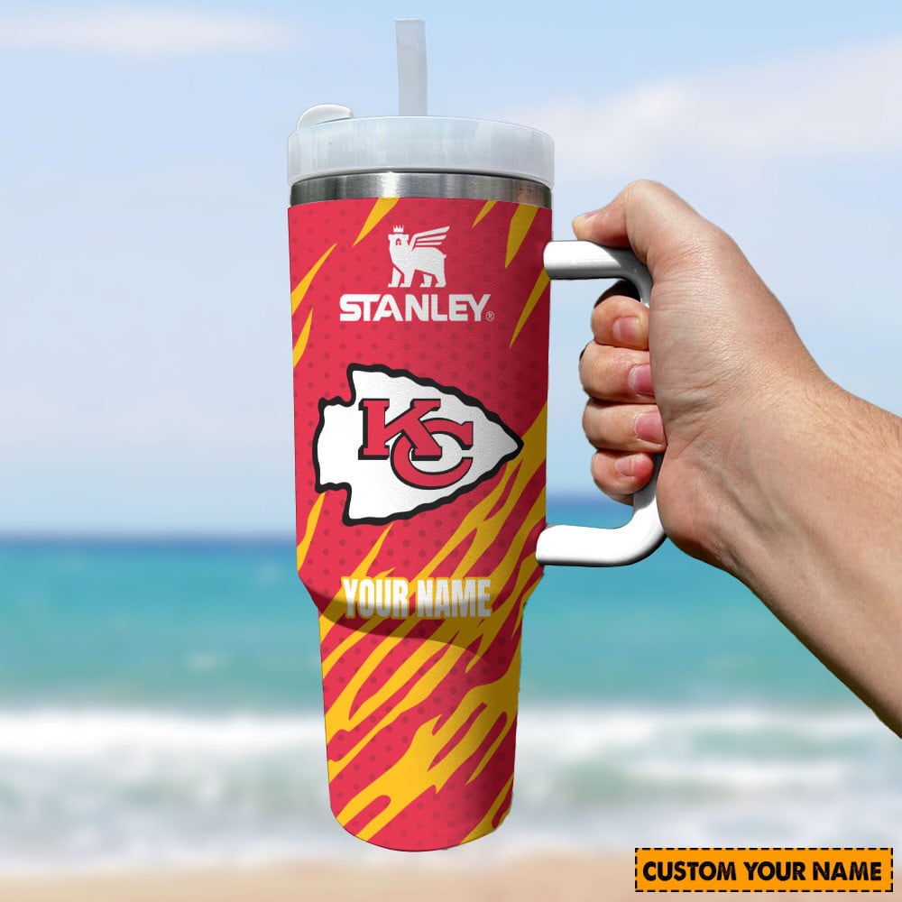 Kansas City Chiefs NFL Custom Stanley Quencher 40oz Stainless Steel Tumbler With Handle