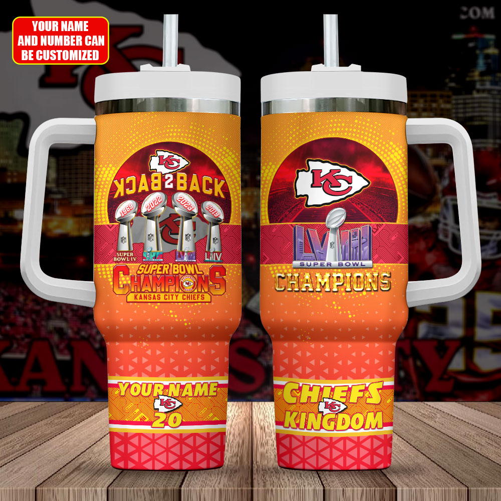 Kansas City Chiefs NFL Custom Stanley Quencher 40oz Stainless Steel Tumbler With Handle