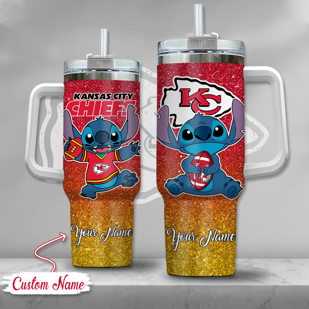 Kansas City Chiefs NFL Custom Stanley Quencher 40oz Stainless Steel Tumbler With Handle