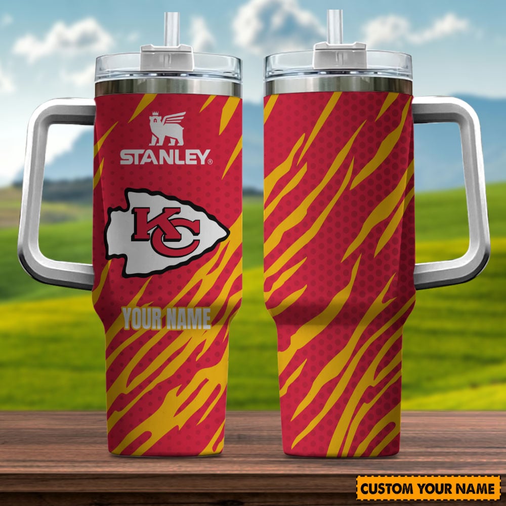 Kansas City Chiefs NFL Custom Stanley Quencher 40oz Stainless Steel Tumbler With Handle